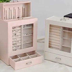 Box Leather for Girl Women Storage Case Holder Accessories for Necklace Earrings Display Holder