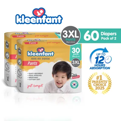 Kleenfant Baby Pull-up Pants Diaper XXXL (60 Pads) Disposable Diaper Baby Essentials Free Shipping