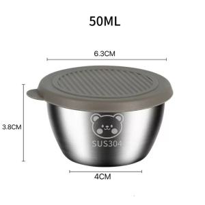 304 Stainless Steel Seasoning Box / Leak-proof Sauce Container with Lid / Sealed Salad Dressing Cup