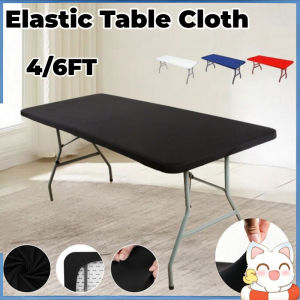 4/6FT Strechable Elastic Table Cloth Washable Folding Polyester Table Cover Banquet Table Protector