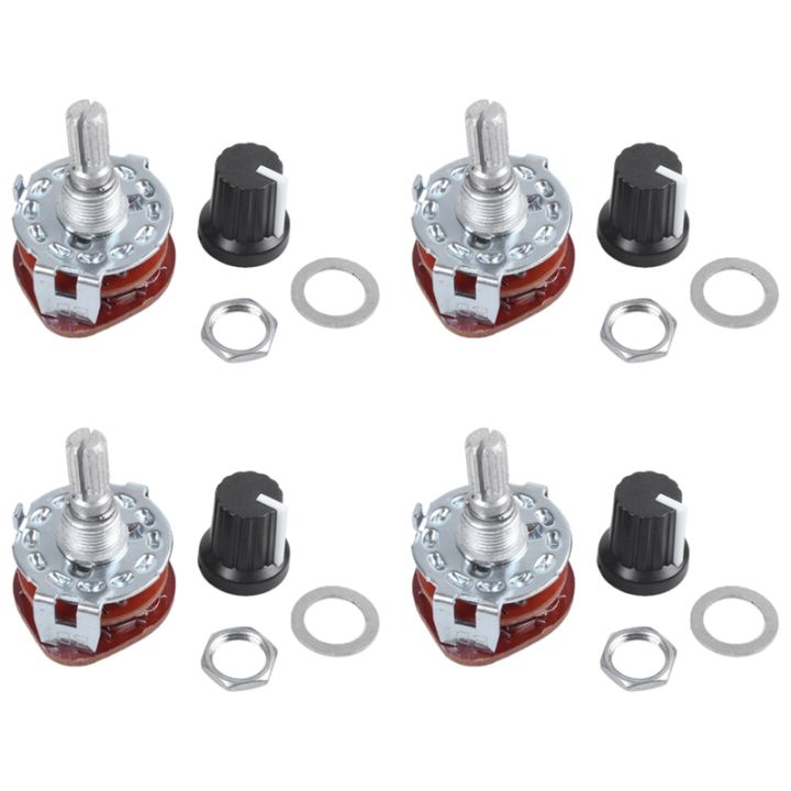 Commutateur Rotatif 4P3T - 4 Pôles 3 Positions - Arbre 6mm, Trou De Fixation 9mm - Pour Radio, électronique, Machines Industrielles - 8