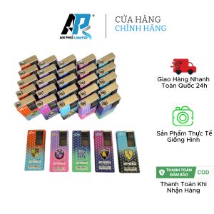[ Bộ 10 Cái ] Hộp Quẹt Khò Tia Xanh T28 - Vỏ Nhôm Màu Nhám- In Tem Xe - Có Bơm Ga