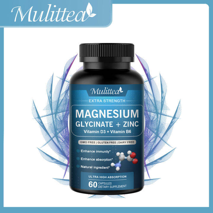 Mulittea Viên Nang Magnesium Glycine 500mg Với Kẽm Vitamin D3 Và B6 ...