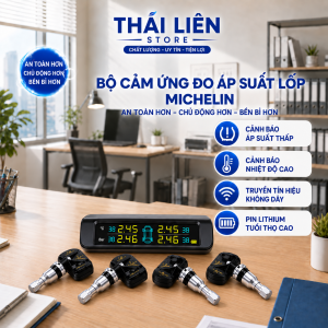 Bộ Cảm biến áp suất lốp ô tô van trong Michelin pin năng lượng mặt trời hoặc sạc usb BH 3 năm