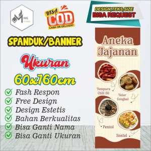 Spanduk Banner Ukuran 60x160cm Aneka Jajanan Free Custom Design Dan Ukuran
