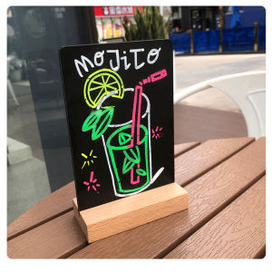 Blackboard display board price plate DIY handwritten small blackboard restaurant menu signboard blackboard food price list Black Board With Wooden Stand  MENU MESSAGE BLACKBOARD