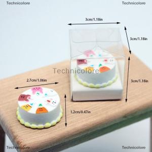 [COD] Technicolore 1 12 Dollhouse Cartoon Cake With Clear Box Model Dollhouse Mini Simulation Dessert Decoration Dolls House Food Accessories