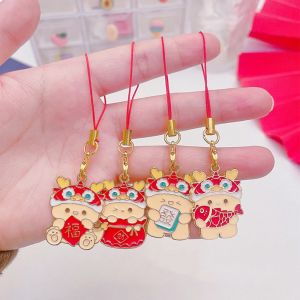 OOC ปีใหม่2024 โซ่โทรศัพท์การ์ตูนมังกร ของจีน 12ปีนักษัตร สายคล้องโทรศัพท์มังกร เครื่องประดับแขวนประดับ นำโชคดี จี้รูปมังกรปีโทรศัพท์ ของขวัญปีใหม่