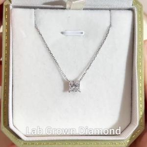 1CT Princess Shape Lab Grown Diamond Pendant 9K White Gold Necklaces For Women In Stock Support Wholesale Customization MSN-954