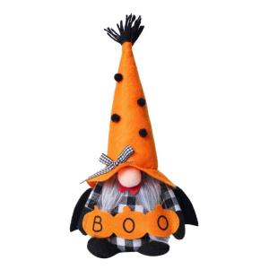 Halloween Plush Figurine Decors Bat Wing Pumpkin Face Gnomes Doll Desktop Shelf Display Ornament Holiday Parties Gift