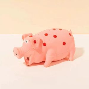 XIJIBAN Rubber Pig Squeaky Dog Toy Soft Interactive Dog Chew Toy Creativity Durable Latex Spot Grunting Pig Toy For Small Medium Large Dog
