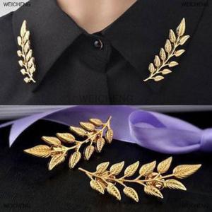 [COD] WEICHENG 1Pair Trendy Suit Shirt Collar Pin Leaf Alloy Brooches Sweater Collar Button For Men Women Daily Fashion Clothing Accessories