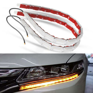 ไฟ Led DRL แถบไฟ LED รถไหลได้ไฟ LED สำหรับไฟรถยนต์ไฟวิ่งกลางวันมีความยืดหยุ่นสัญญาณเลี้ยว Led 1คู่