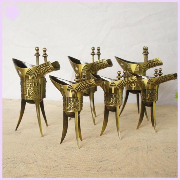 WFYW Hợp kim Cốc rượu Hoàng Đế Trung Quốc Cổ Đại Ba chân Ly Rượu Trang ...