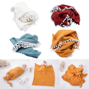 Colorful Baby Blanket for Newborn Cotton Baby Blanket Receiving Blanket Baby Swaddle Blanket Soft Baby Blanket 4-color