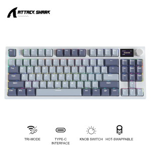 Attack Shark K86 75% Mechanical Keyboard Tri-Mode Wireless Hot-Swappable RGB Smart Screen OLED Display Gasket Structure Blue Whale Switch