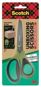 [SG SHOP SELLER] 3M Scotch Non-Stick 2 in 1 Unboxing Scissors 7" Scissors/ Boxcutter/ Parcel