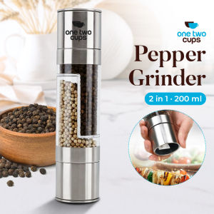 One Two Cups Penggiling Biji Lada 2 in 1 Spices Pepper Grinder 200ml - OT-22 - Silver