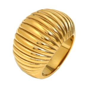 Luxurious Fat Bread Stripe Ring Sophisticated Gold or Silver Plated Ring Accessory Perfect for Stylish Women