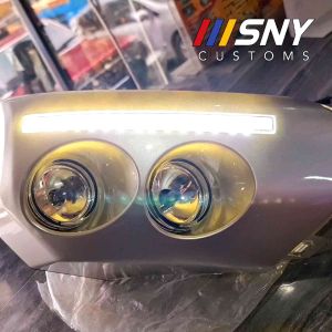 FJ Cruiser Bumper extension with foglamp drl and sequential led signal lamp with toyota oem stitch