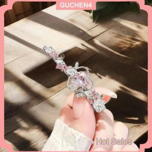 GUCHEN4🎀 Tinh thể màu hồng tình yêu tóc clip một từ Duckbill clip cho cô gái bên Clip ngọt ngào kẹp tóc Phụ kiện tóc của phụ nữ