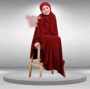 Gamis Anak Perempuan Full Set French Khimar Motif Polos Warna Solid - New Fatimah Set by Kids - Usia 1-11 Tahun