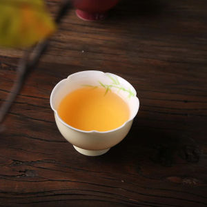 手绘陶瓷主人杯木槿紫大号葵口杯中式家用品茗杯功夫茶具中式茶杯