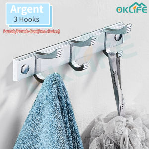 [OKLIFE.SG] Adjustable Aluminum Hook Bathroom Door Hanger Toilet Clothes Rack Kitchen  Hanger