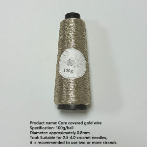 100g Fine Gold Silver Yarn Core-spun Wires Shiny Crochet Steel Wire Ball Thread Metallic Hand-woven DIY Handbag Purse Needlework