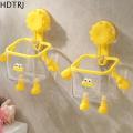 HDTRJ 2PCS Robot Shape Toothbrush Holder Wall-Mounted Perforation-Free Transparent Storage Box Creative Multi-Functional Face Towel Storage Rack Home. 