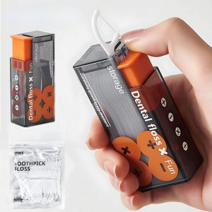 Portable Floss Dispenser Automatic Pop-Up Dental Floss Storage Box Press-on Disposable Flossing Sticks Reusable Floss Toothpick Container Oral Care Tool