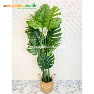 Pohon Imitasi Tanaman Daun Monstera Latex T160 Cover Pot Purun Belly Tanaman Hias Dekorasi Ruang Tamu Aesthetic
