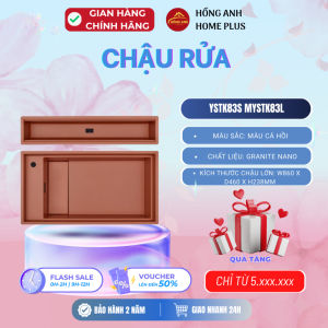Chậu rửa chén đá Granite Nano Malloca MYSTK83S MYSTK83L màu cá hồi 2 hộc tiện lợi kèm chậu nhỏ