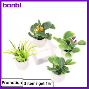 banbi 1:12 dollhouse Miniature Green Plant ในหม้อเฟอร์นิเจอร์ตกแต่งบ้านอุปกรณ์เสริม