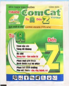 Chế phẩm ComCat 150WP (Gói 7.5g). Kích thích sinh trưởng giải độc kích rễ. Tăng sức đề kháng cây con