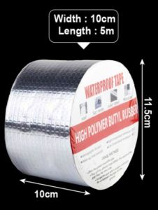 HW Leak Repair Aluminum Foil Butyl Rubber Tape Self Adhesive Waterproof for Roof (5CM X 5M / 10CM X 5M / 15CM X 5M)