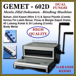 GEMET 602D Mesin Jilid Spiral Plastik & Kawat 3:1 F4 | Official Store