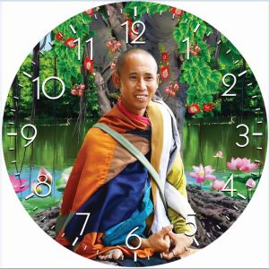 Tranh đồng hồ trang trí nhà ở (tặng đinh treo và móc treo) in hình theo yêu cầutranh đồng hồ thầy Minh Tuệ