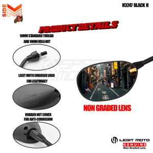 Suzuki Smash 115 SIDE MIRROR UNIVERSAL LEGITMOTO ADJUSTABLE (WALANG GRADO) BLACK STEM 3247