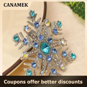 【 CANAMEK 】 Fashion Luxury Rhinestone Snowflake Brooches For Women Clothing Coat Jewelry Accessories Gifts