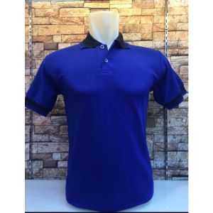 Kaos kerah FO Kombinasi Polos lengan pendek warna BIRU BENHUR / kaos kerah seragam premium / kaos kerah lengan pendek FO Kombinasi List - BENHUR KOMBINASI
