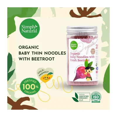 Simply Natural Organic Handmade Baby Thin Noodle (Beetroot Flavour) - Simply Natural by Zenxin