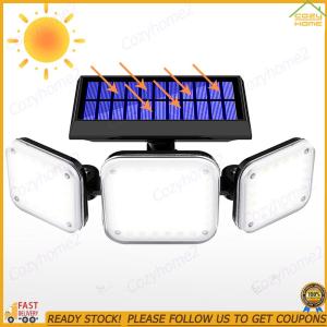 【Cozyhome2】 112 LED Super Bright Solar Wall Light 20W 3 Heads Flood Light for Backyard Yard