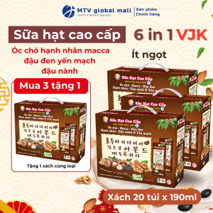 Sữa Hạt Hạnh Nhân Macca Óc Chó Đậu Đen Yến Mạch 6 in 1 VJK Bổ Sung Dinh Dưỡng Hộp 190ml
