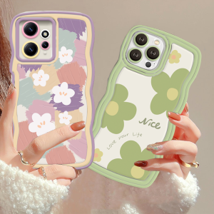 (Lokal Ready) Xinyu Casing hp Redmi Note 12 4G Note 12 Pro Note 11S 11 Pro Redmi 12 A2 A1 Redmi 10 2022 10C 10A 9A 9C 9T Note 10 5G Note 10S Note 9 Note 9 Pro Note 8  Wavy Lukisan Cat Minyak Mencintai Hidup Anda Bunga Tepi Bergelombang Soft TPU Case Cover