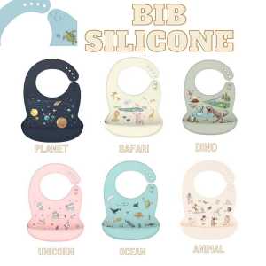 Carson Slaber Bayi Karakter Bahan Silicon |Celemek Makan Bayi Feeding Silicone Slabber BPA Free Baby Bibs Silikon Waterproof MPASI