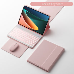 Wireless Bluetooth Backlight Keyboard Mouse Case for Samsung Tab S10 S9 FE S8 S7 with Pencil Holder Keyboard Casing Cover