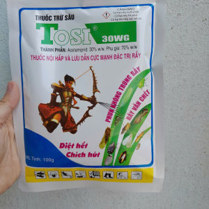 Thuốc trừ sâu  Tosi 30WG- Dạng Cốm_gói 100g Thành phần acetamiprid 30% Dạng cốm Nội hấp và lưu dẫn cực mạnh trừ rầy nâu rầy xanh bọ trĩ bọ phấn rệp sáp ( Mộc Farm