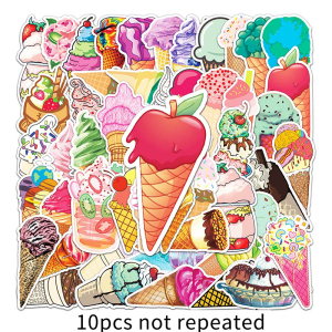 50PCS Cartoon Ice Cream Sticker Afternoon Tea Dessert Cartoon Mobile Phone Sticker DIY Cup Decoration Sticker
