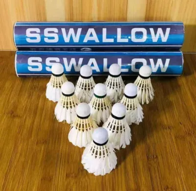 12Pcs Pre-Owned Feather Shuttlecocks 1 Tube Swallow Used Training Badminton Shuttlecocks